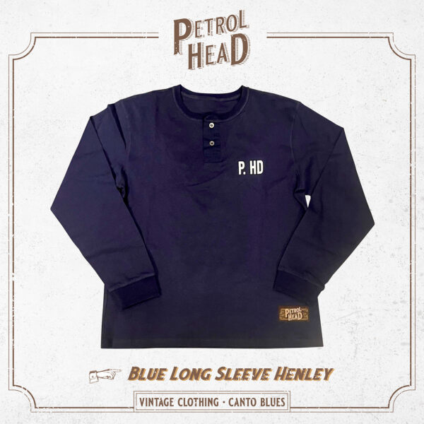 Henley Tee Long 藍色長袖享利領T恤