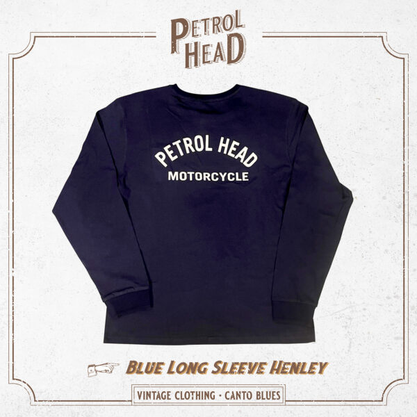 Henley Tee Long 藍色長袖享利領T恤